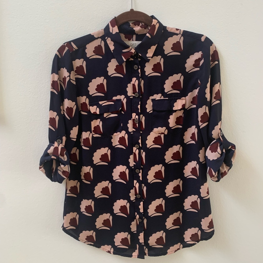 Loft Printed Long Sleeve Blouse